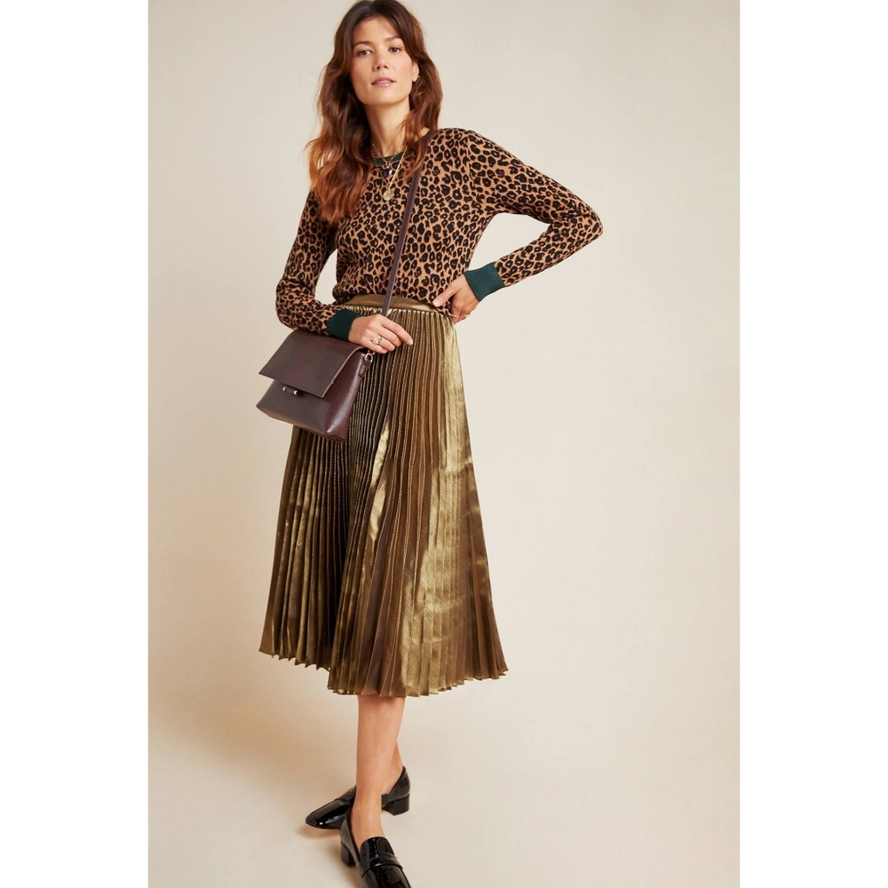 Amit Aggarwal Caron Pleated metallic gold skirt